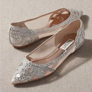 Badgley Mischka - Gigi size 11 Ivory Rhinestone Satin Wedding Formal